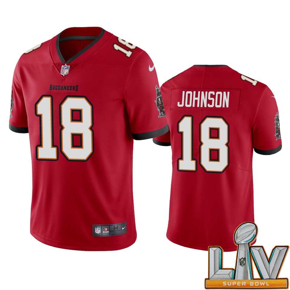 Super Bowl LV 2021 Tampa Bay Buccaneers Men Nike NFL 18 Tyler Johnson Red Vapor Untouchable Limited Jersey